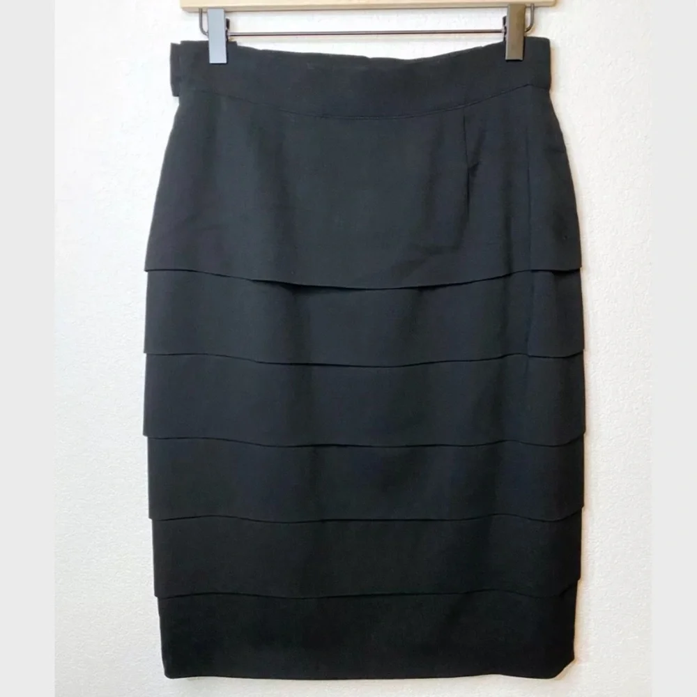 Escada Ruffle High Waisted Wool Skirt